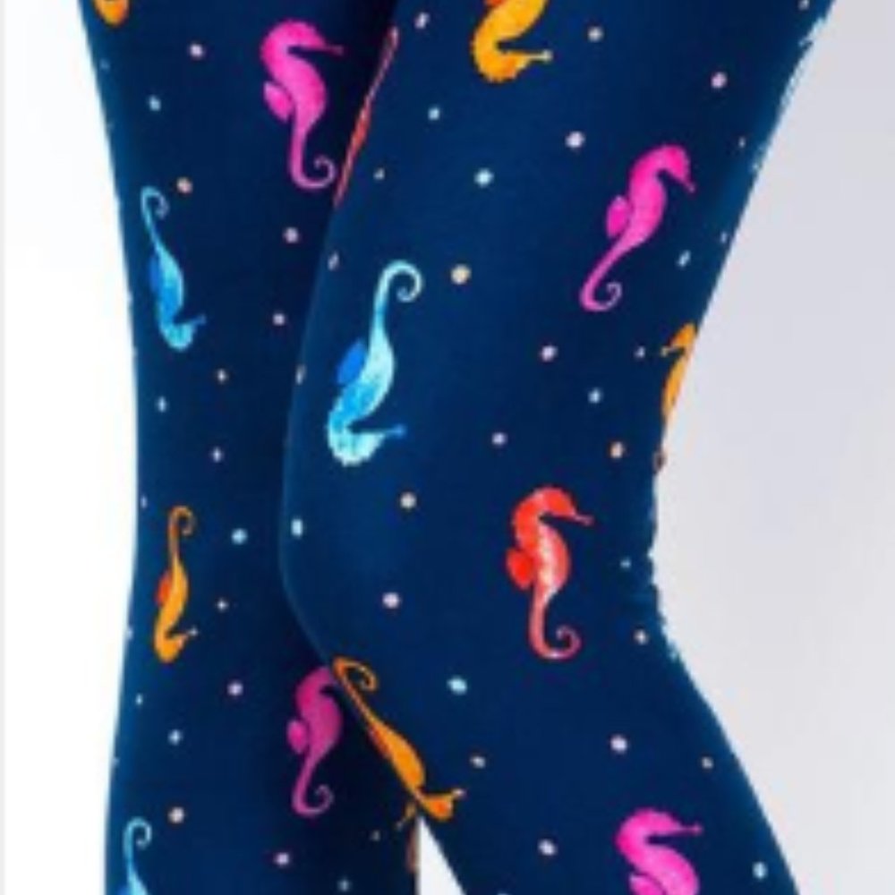 NEW Women's Seahorse Blue Leggings OS & TC - Picture 2 of 4
